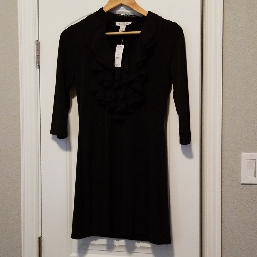 White House Black Market Black Ruffle Dress Sz Sm